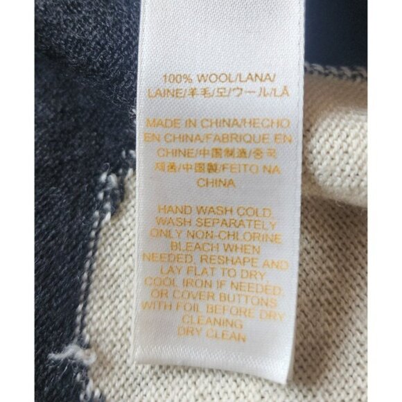 Kate Spade New York Polka Dot Wool Cardigan Sweater Black Cream Sz L - Picture 5 of 5